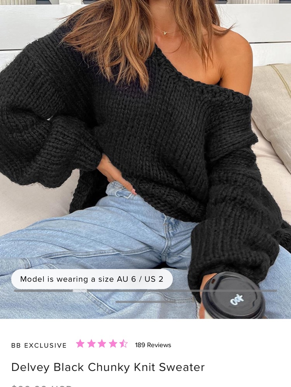 Beginning Boutique Black Chunky Off-Shoulder Knit Sweater
